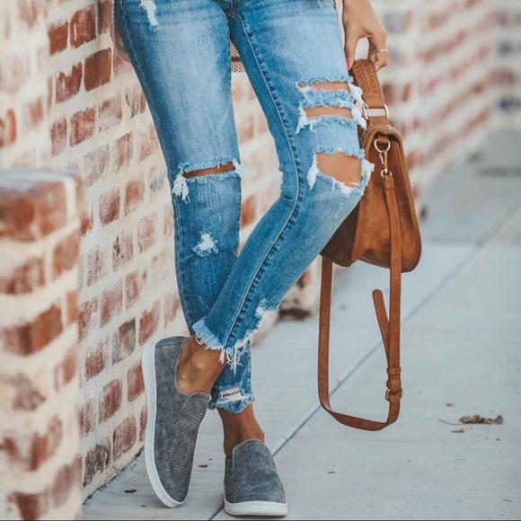 SIZE CLEARANCE-FIRM‼️ Gray Perforated Sneakers - Picture 2 of 8